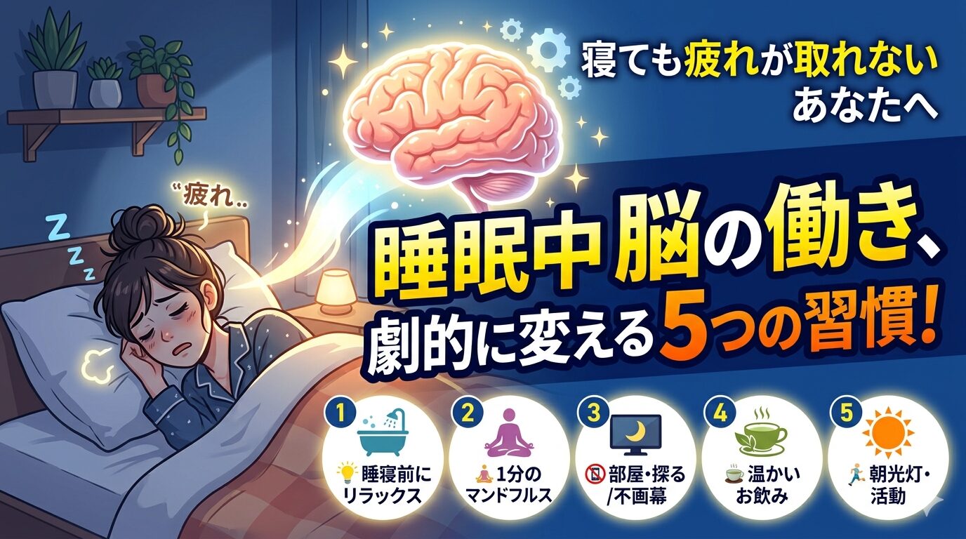 睡眠中 脳の働き、劇的に変える5つの習慣！寝ても疲れが取れないあなたへ